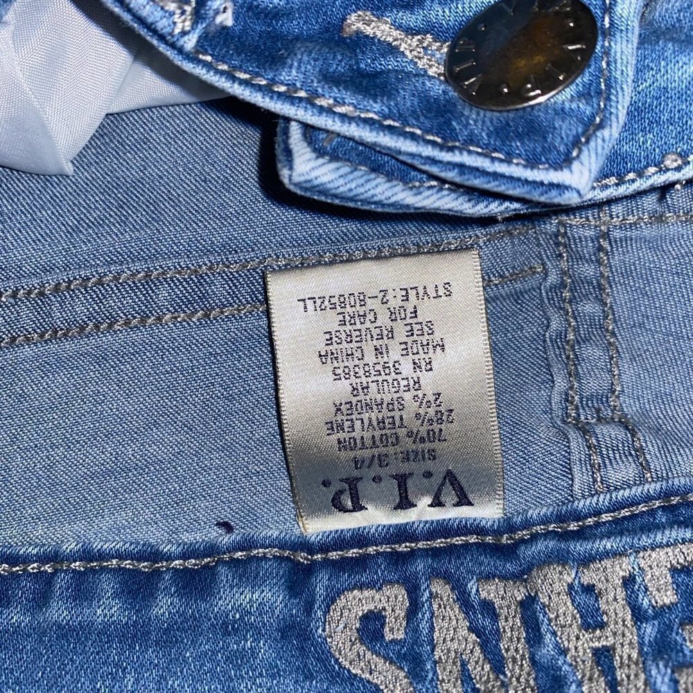 NWOT VIP Ripped Retro Vintage Designer Jeans Juniors Size 3/4 - Picture 9 of 10